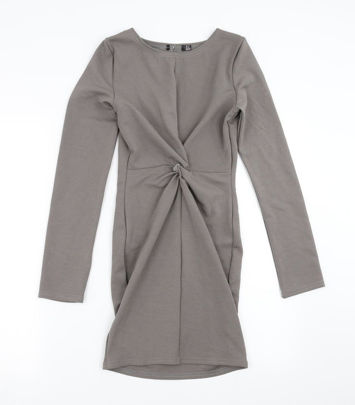 Preworn Womens Grey Bodycon Size 10 - Twist front