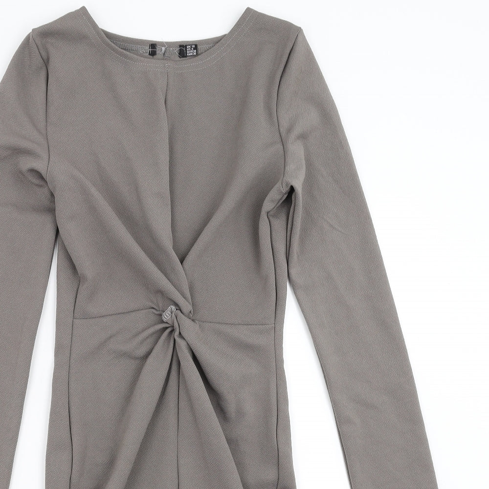 Preworn Womens Grey   Bodycon  Size 10  - Twist front