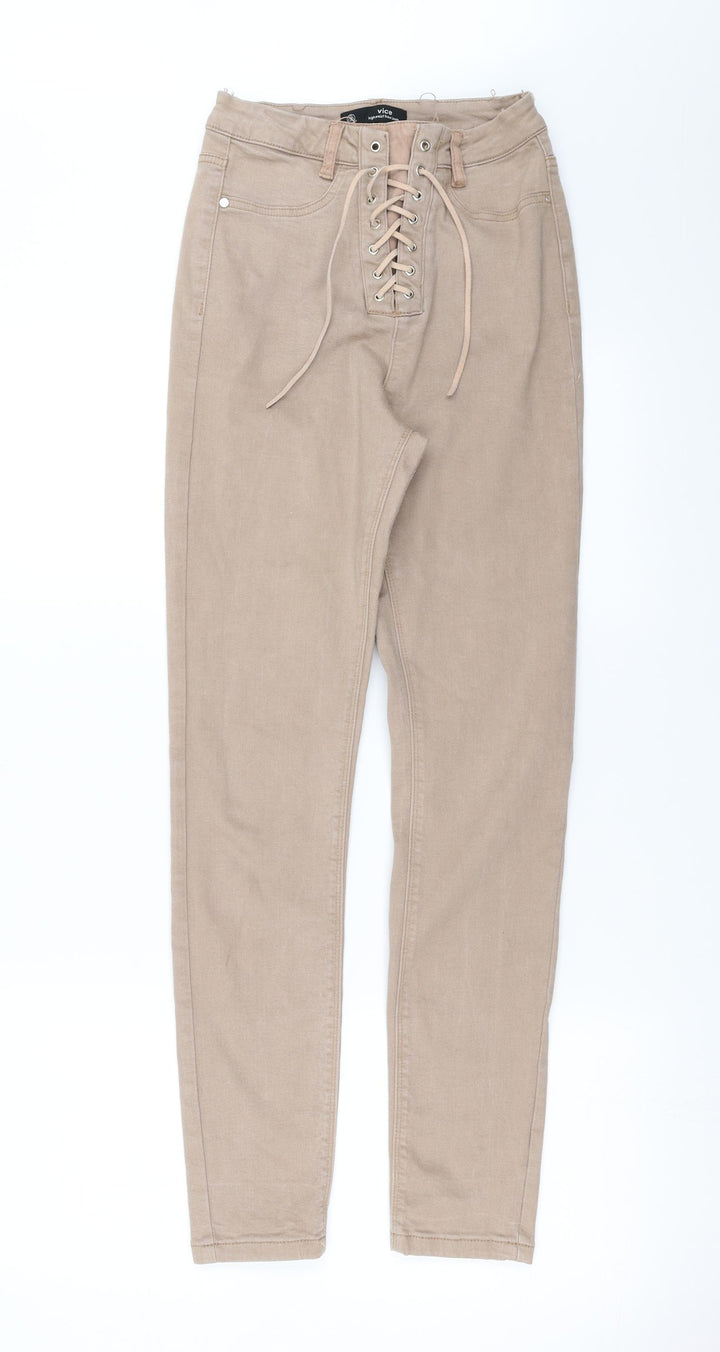 Vice Womens Beige Denim Skinny Jeans Size 8 L28 in - lace up detail