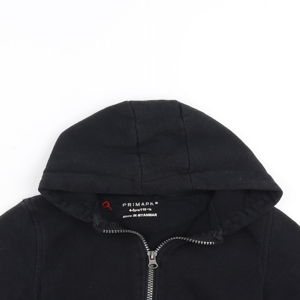Primark Boys Black   Full Zip Hoodie Size 4-5 Years