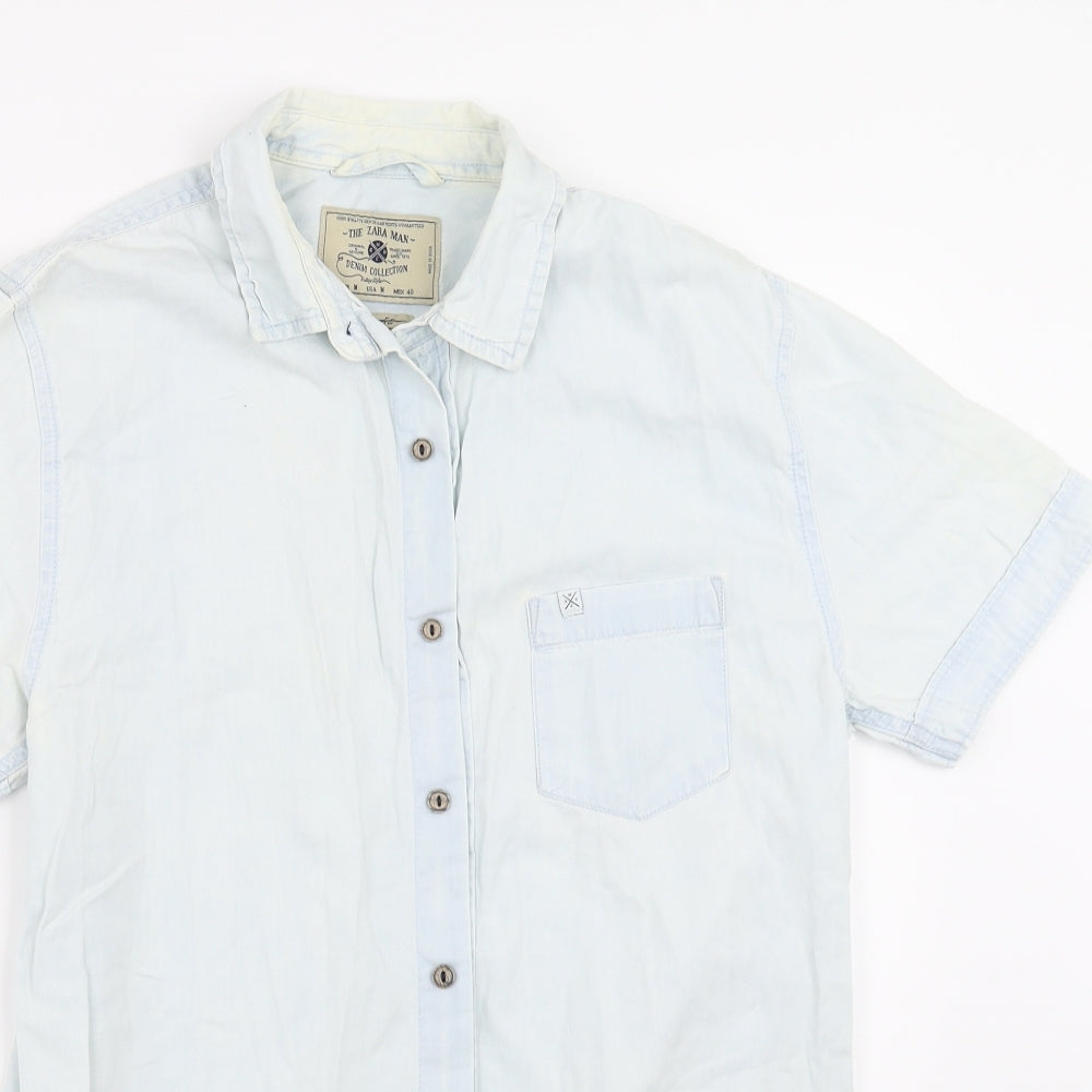 Zara Mens Blue  Denim  Button-Up Size M