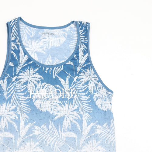 Primark Mens Blue Floral   T-Shirt Size M  - Paradise