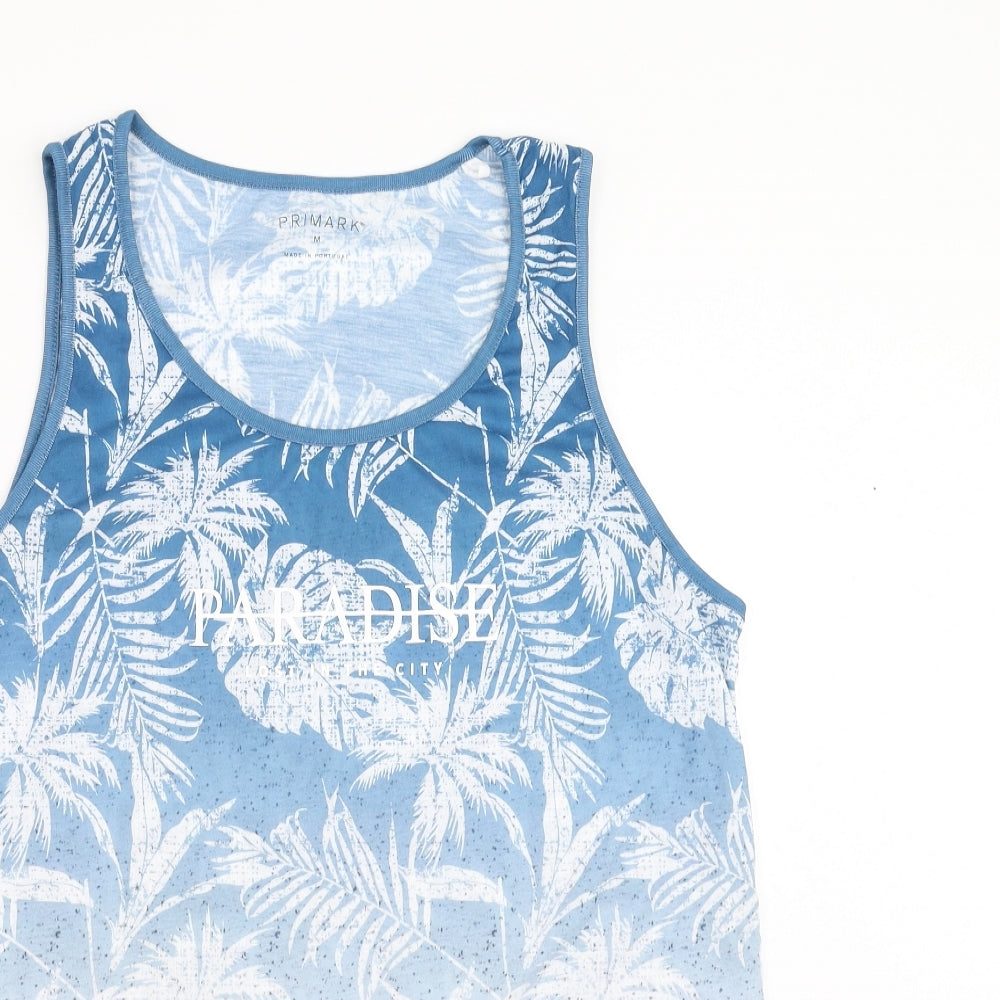 Primark Mens Blue Floral   T-Shirt Size M  - Paradise