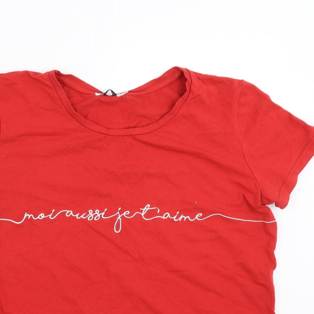 Daphnea Womens Red   Basic T-Shirt Size L  - moi aussi je taime