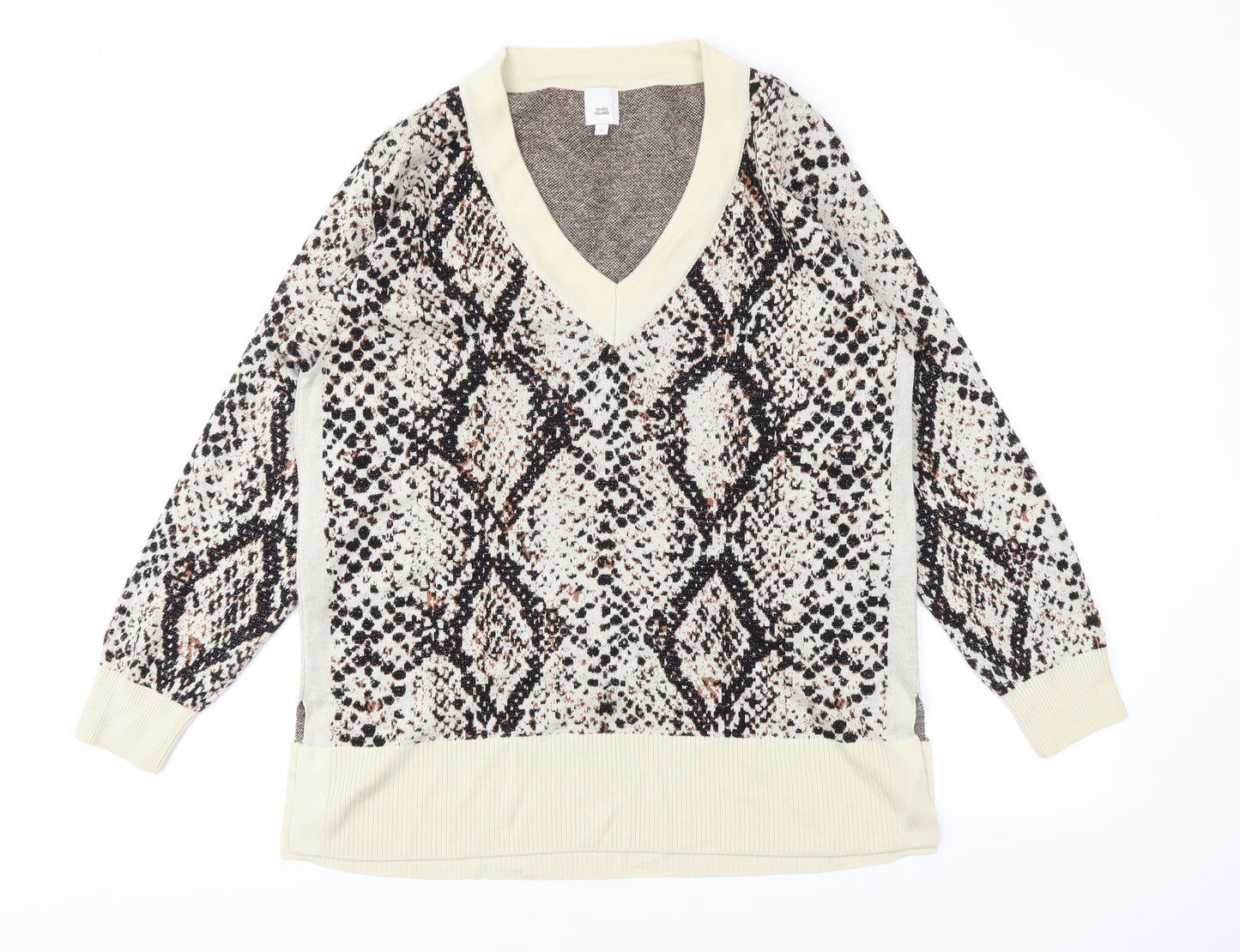 River Island Womens Beige Animal Print  Pullover Jumper Size 12