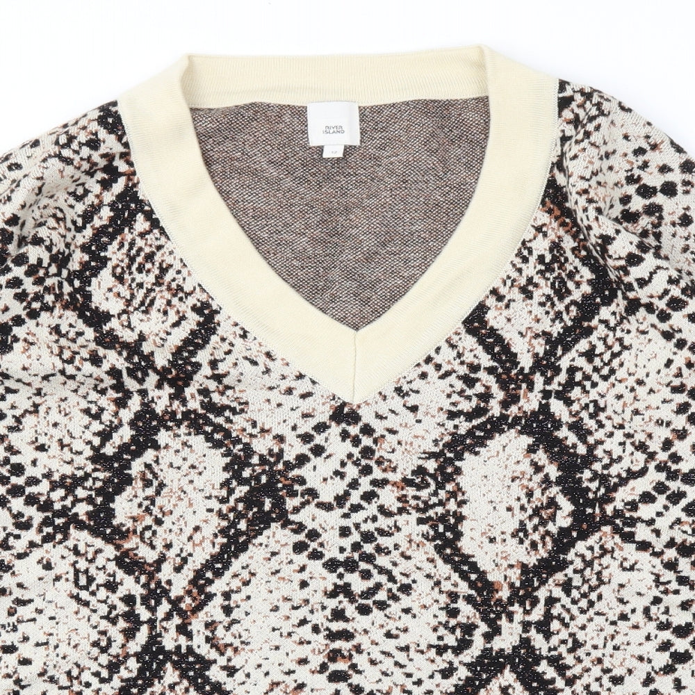 River Island Womens Beige Animal Print  Pullover Jumper Size 12
