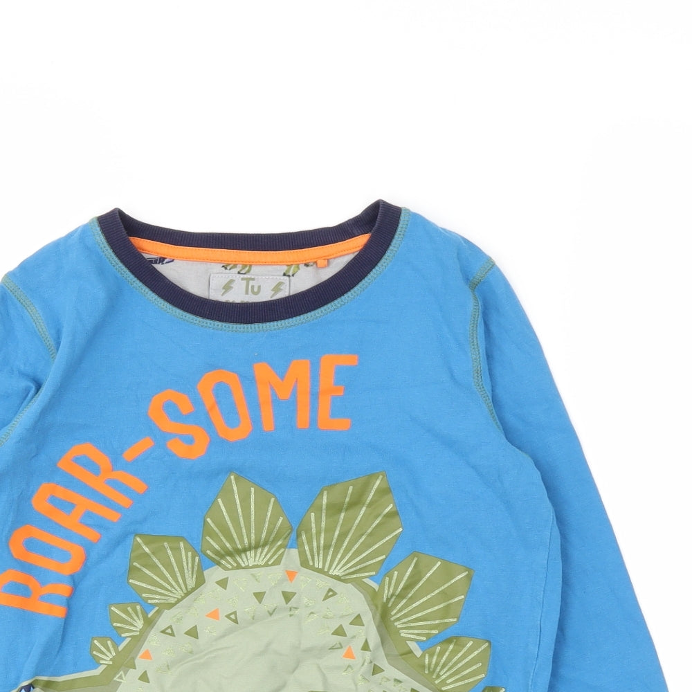 TU Boys Blue Animal Print  Basic T-Shirt Size 10-11 Years