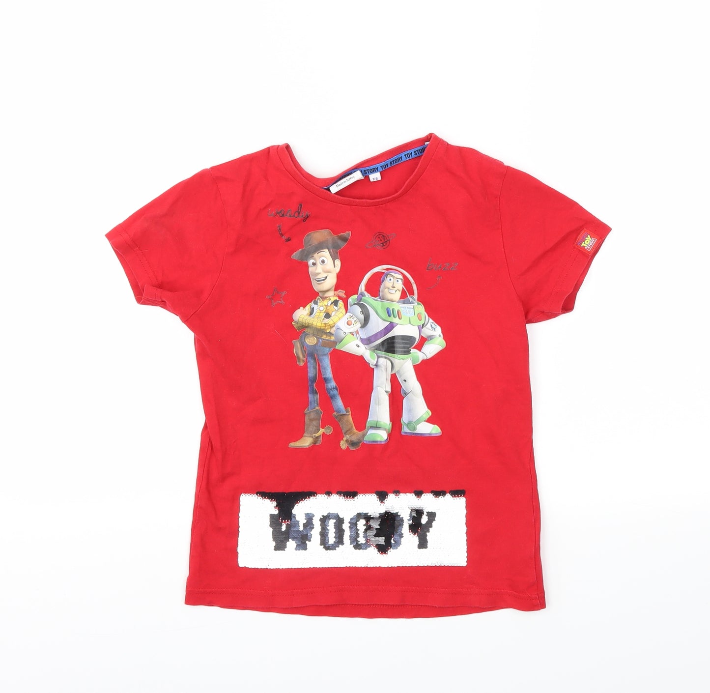 Disney Boys Red Animal Print  Basic T-Shirt Size 7-8 Years
