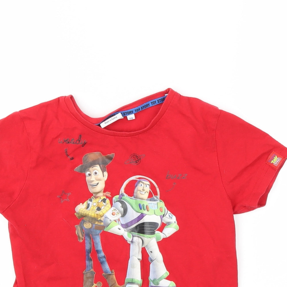 Disney Boys Red Animal Print  Basic T-Shirt Size 7-8 Years