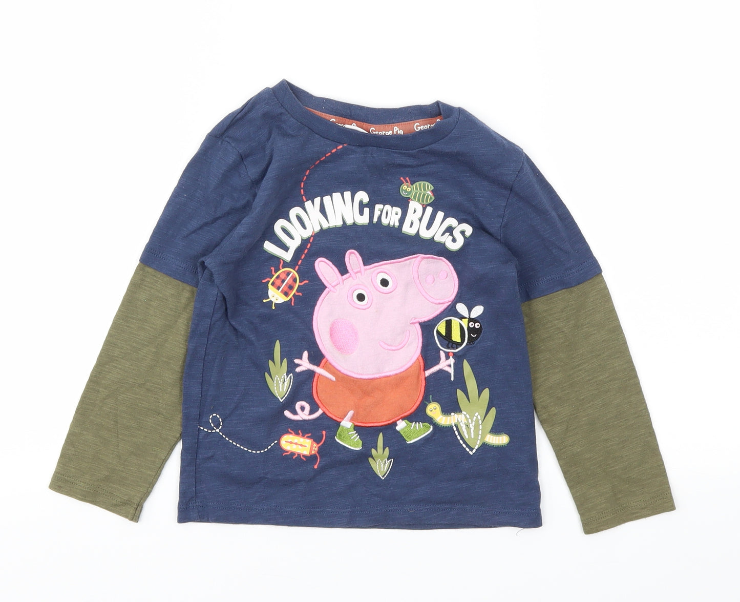 TU Boys Blue Animal Print  Basic T-Shirt Size 2-3 Years