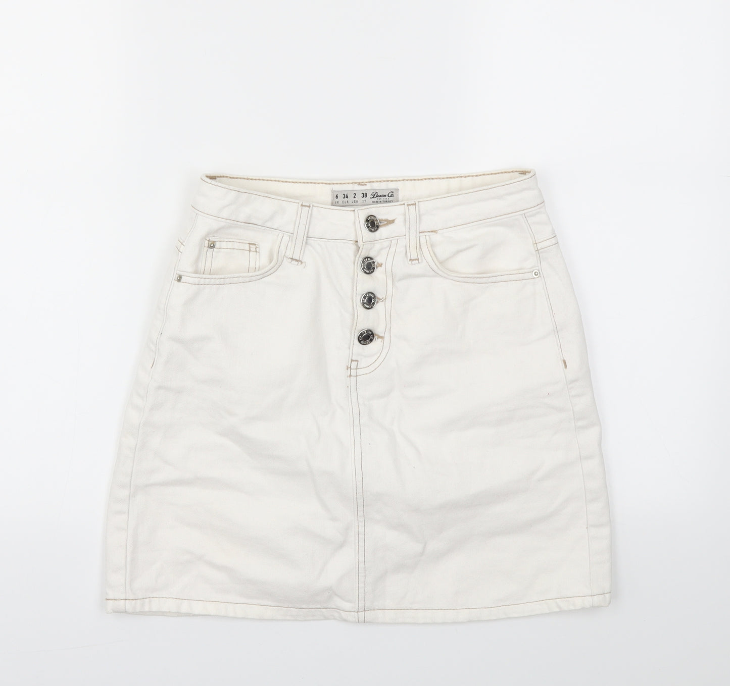 DENIM &CO  Womens White   A-Line Skirt Size 6