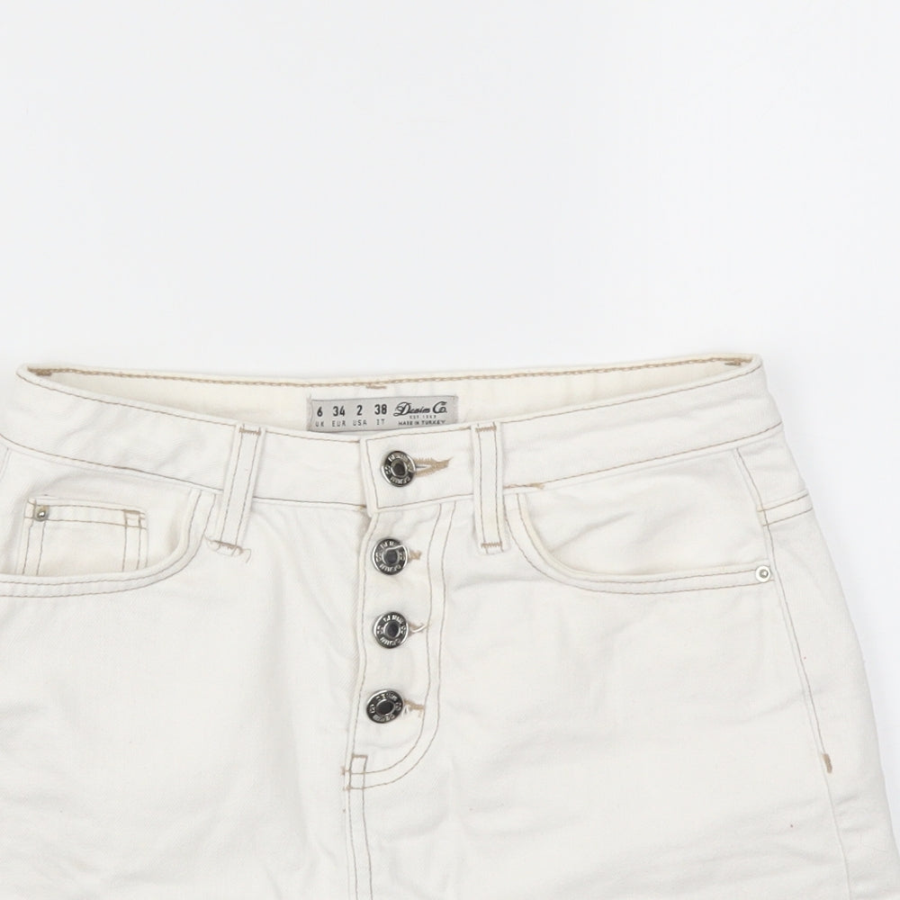 DENIM &CO  Womens White   A-Line Skirt Size 6