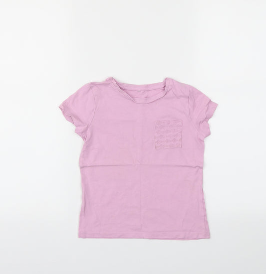 Front view of George girls’ purple basic t-shirt, size 5-6, years