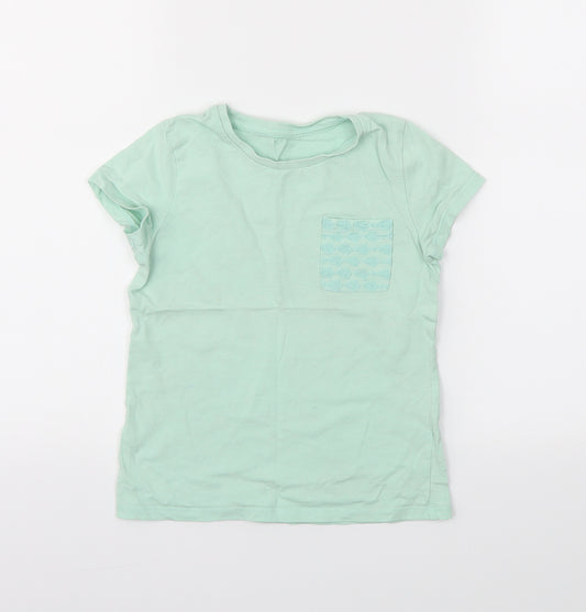 Front view of George girls’ green basic t-shirt, size 5-6, years