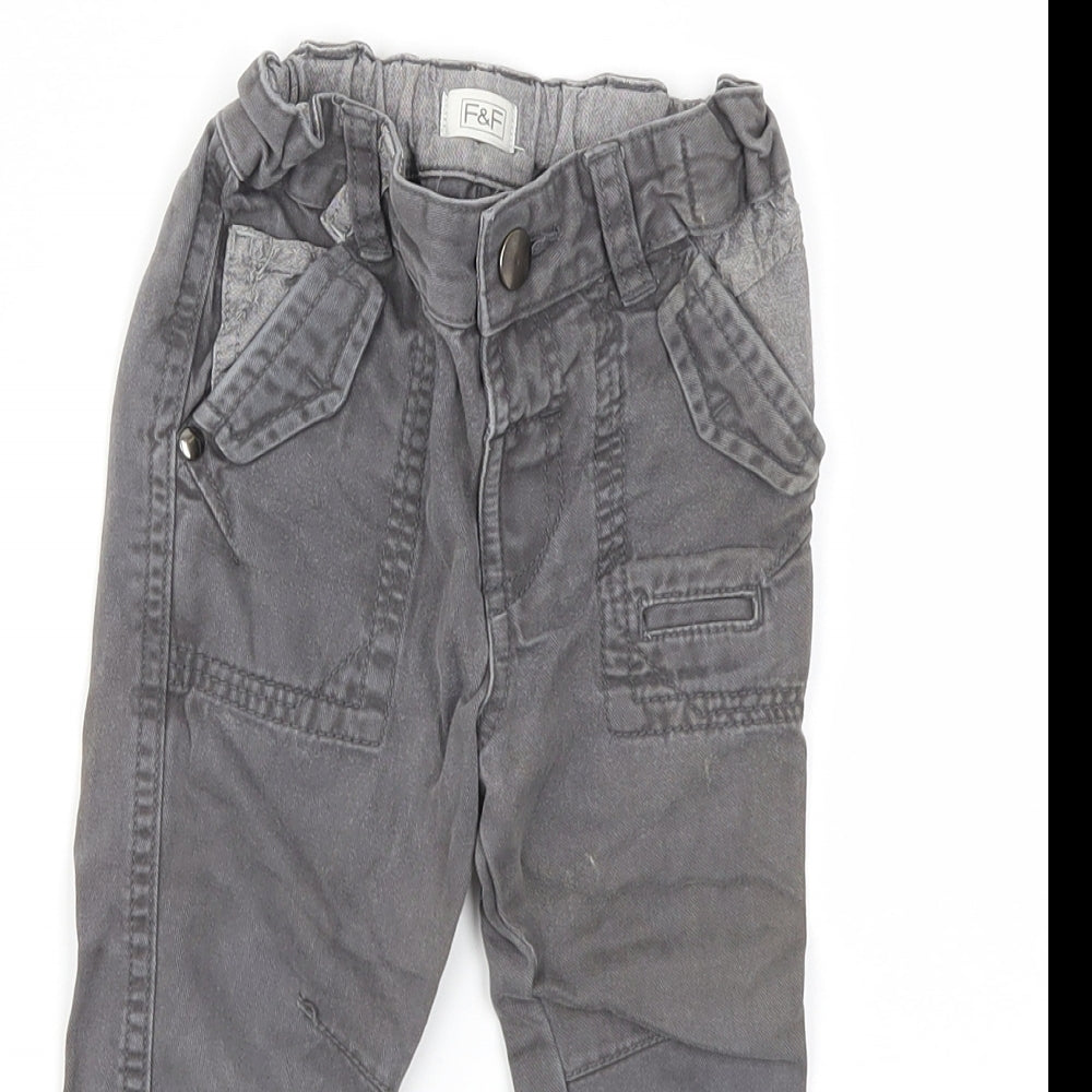 F&F Boys Grey   Jogger Trousers Size 18-24 Months
