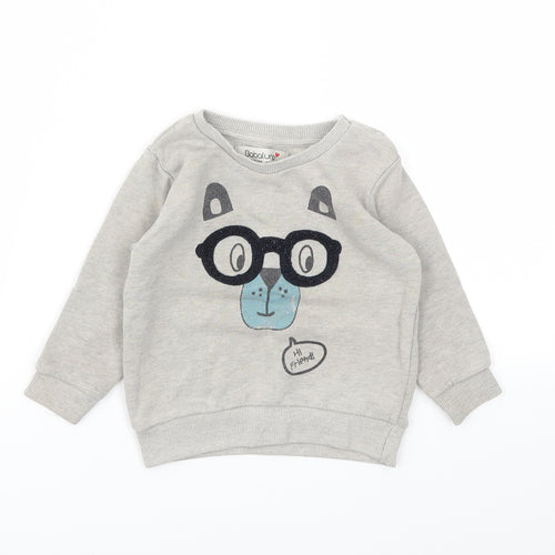 Babaluno Boys Grey Animal Print  Pullover Jumper Size 12-18 Months