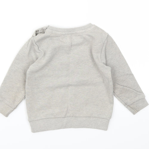 Babaluno Boys Grey Animal Print  Pullover Jumper Size 12-18 Months