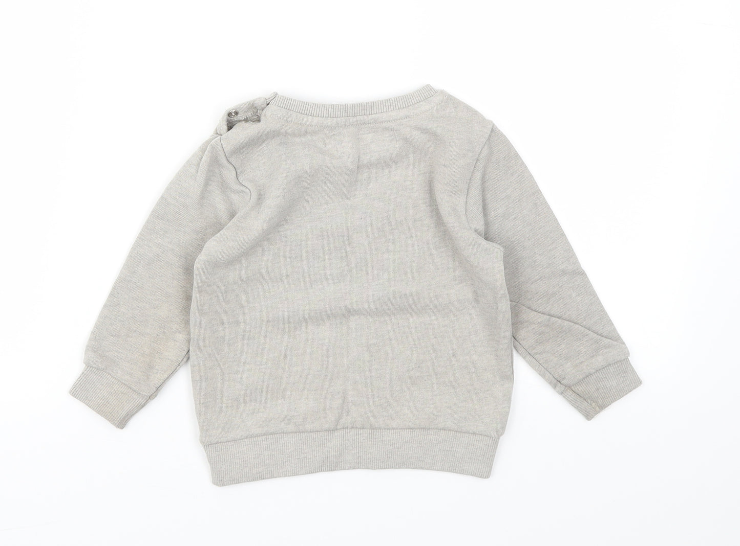 Babaluno Boys Grey Animal Print  Pullover Jumper Size 12-18 Months