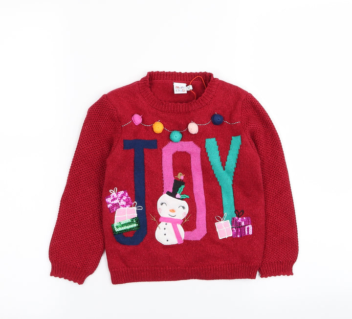 Mini Club Girls Red Pullover Jumper Size 2-3 Years