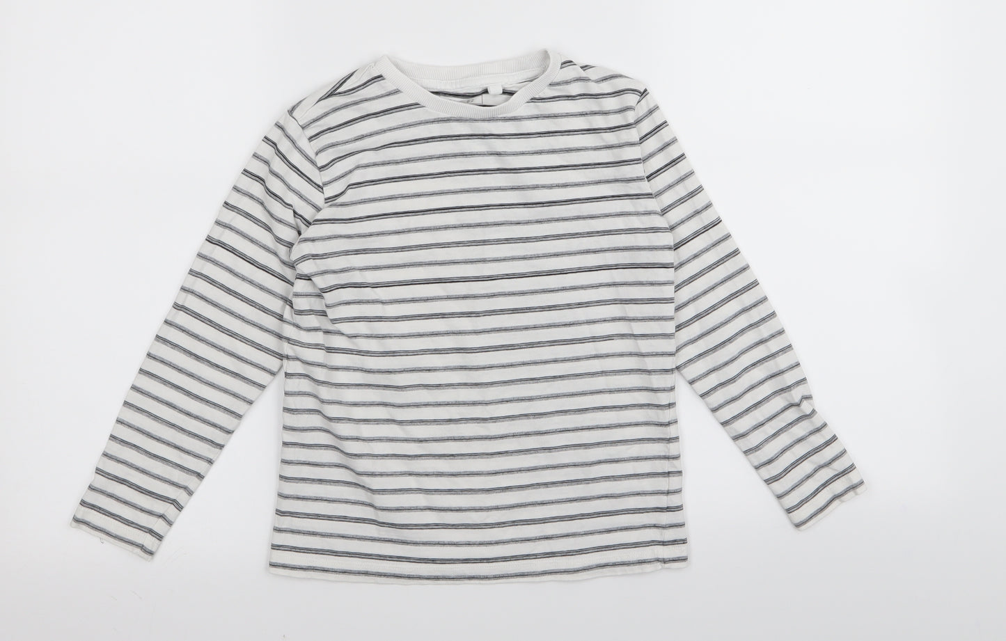NEXT Boys White Striped  Basic T-Shirt Size 7 Years