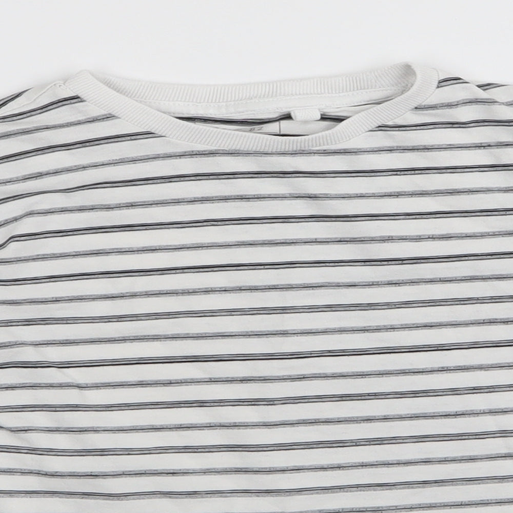NEXT Boys White Striped  Basic T-Shirt Size 7 Years