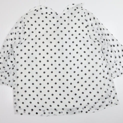 Evans Womens White Polka Dot  Basic Blouse Size 28