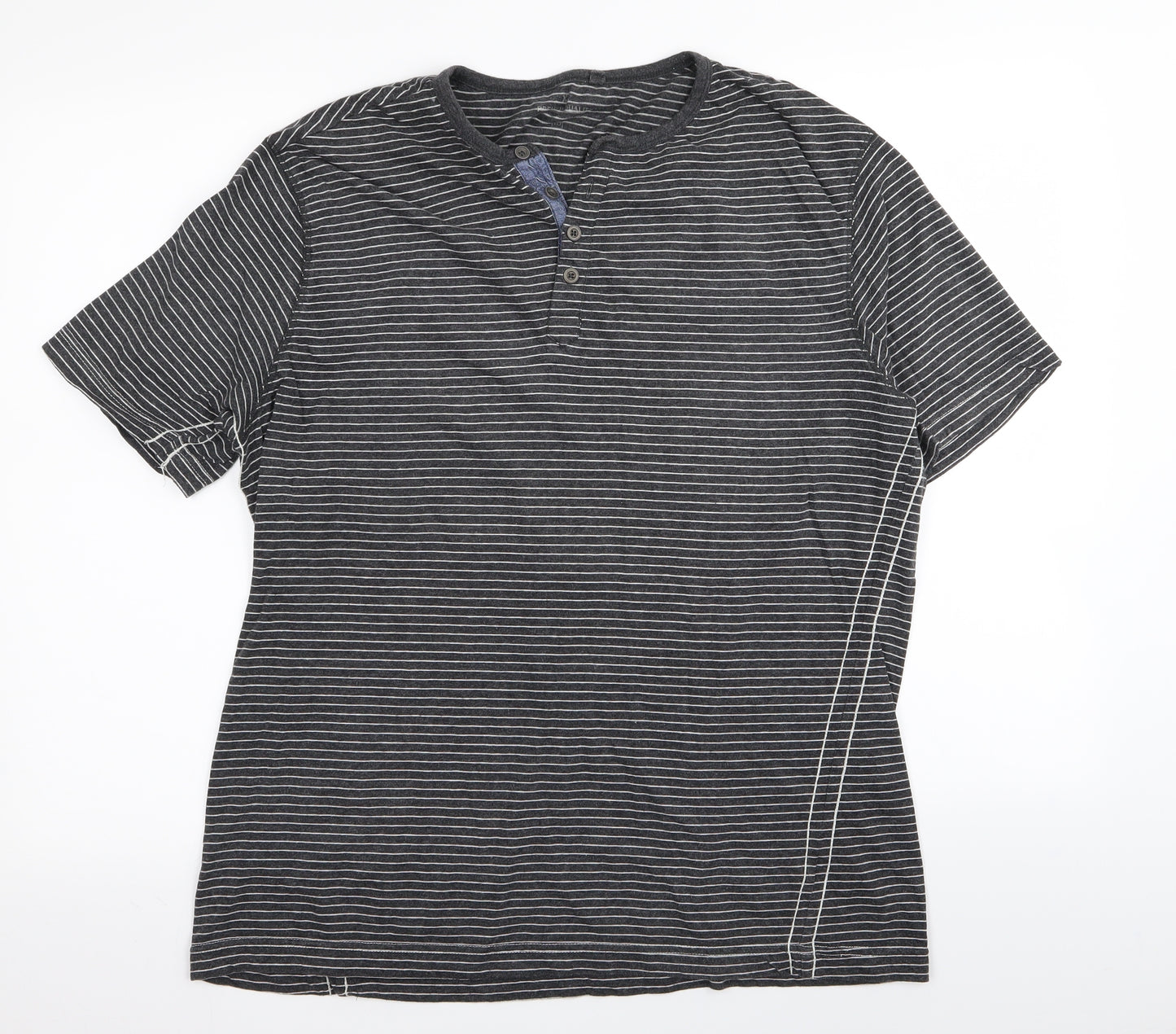TU Mens Black Striped   T-Shirt Size XL