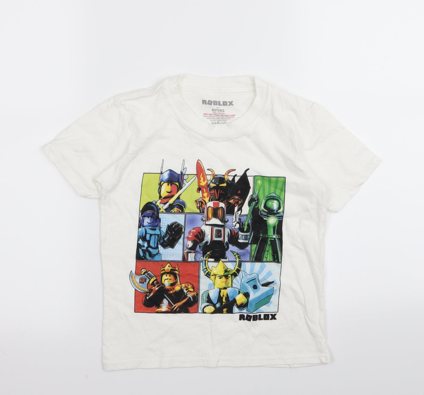 roblox Boys White   Basic T-Shirt Size 6-7 Years