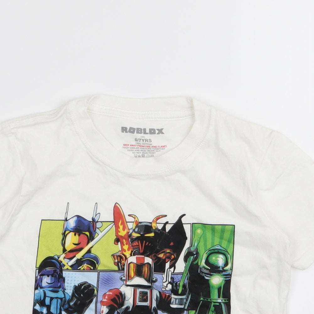 roblox Boys White   Basic T-Shirt Size 6-7 Years