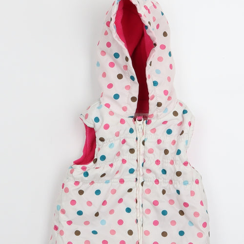TU Girls White Polka Dot  Gilet Coat Size 0-3 Months