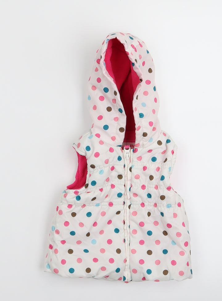 TU Girls White Polka Dot  Gilet Coat Size 0-3 Months