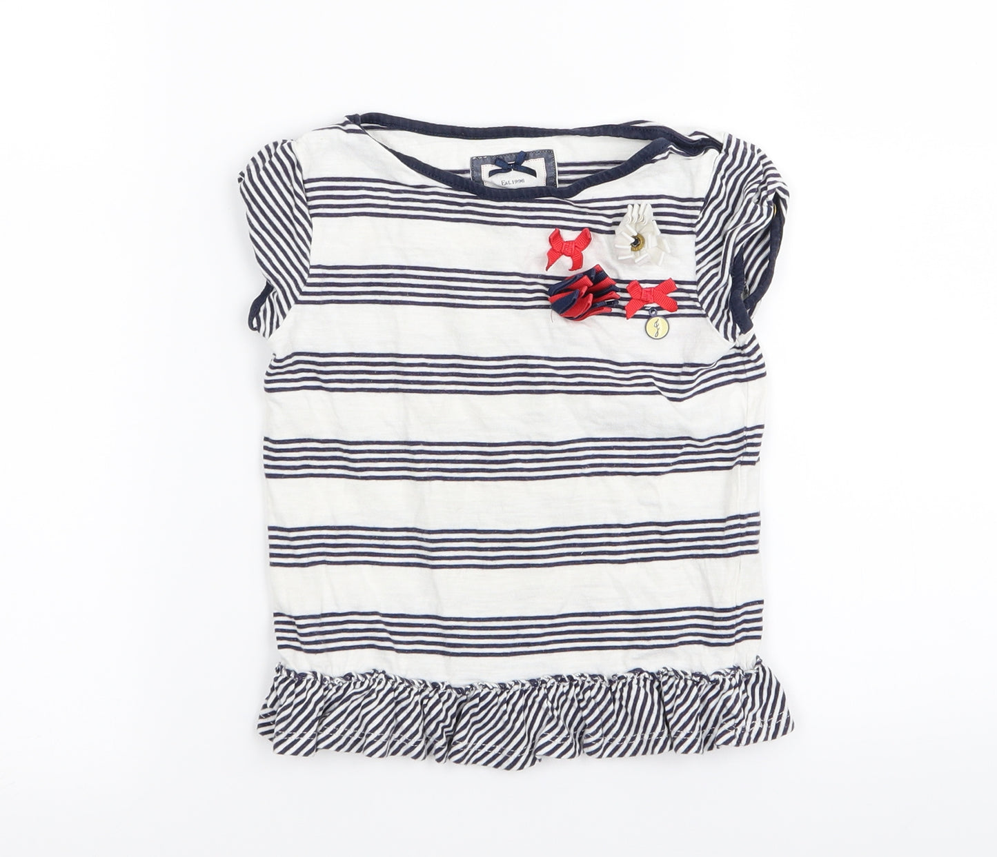 junior j Girls White Striped  Basic T-Shirt Size 3-4 Years