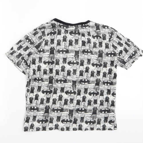Batman Boys White Geometric  Basic T-Shirt Size 9-10 Years