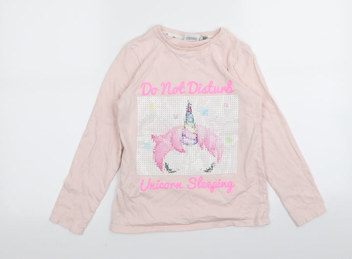 Asda George Girls Pink Solid  Top Pyjama Top Size 9-10 Years