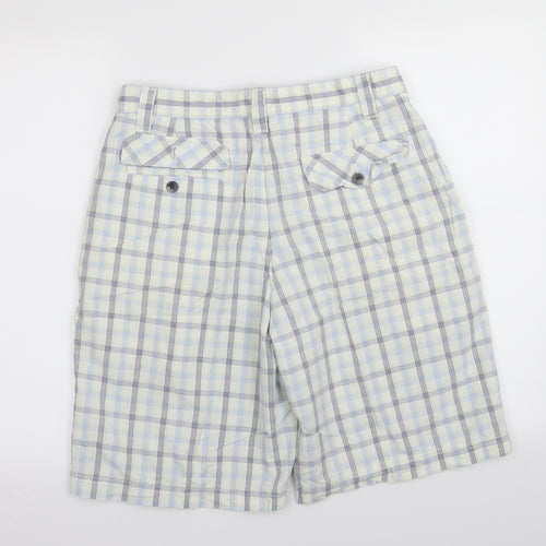 IZOD Mens White Check  Chino Shorts Size 32 in