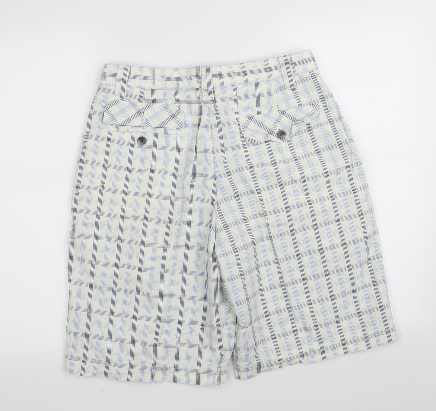 IZOD Mens White Check  Chino Shorts Size 32 in