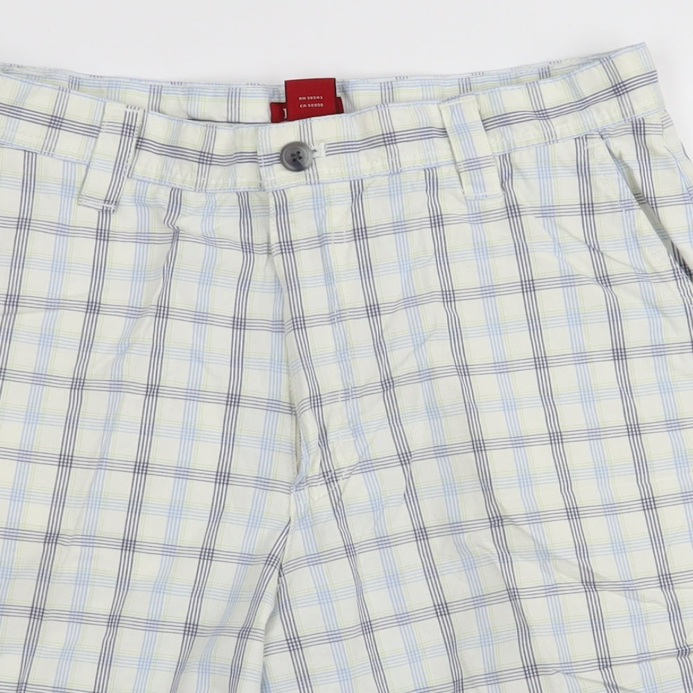 IZOD Mens White Check  Chino Shorts Size 32 in