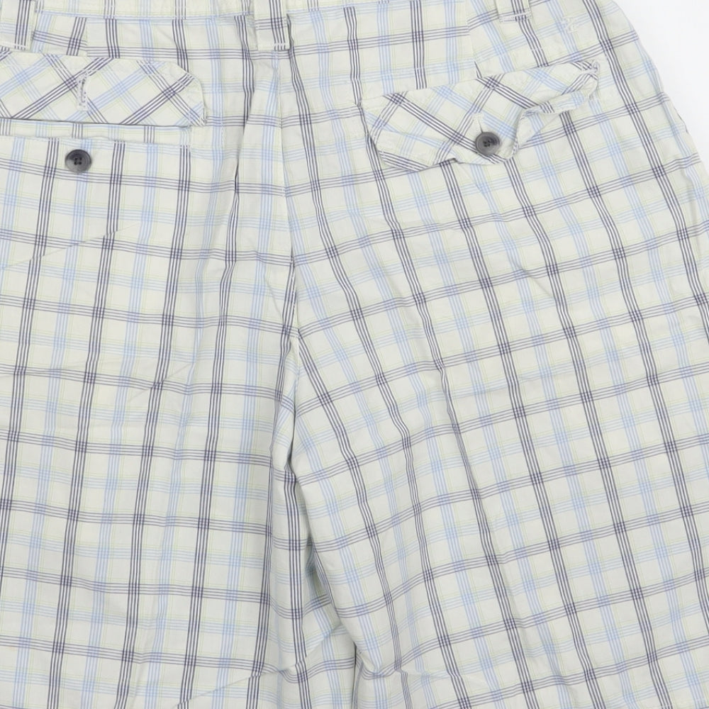 IZOD Mens White Check  Chino Shorts Size 32 in