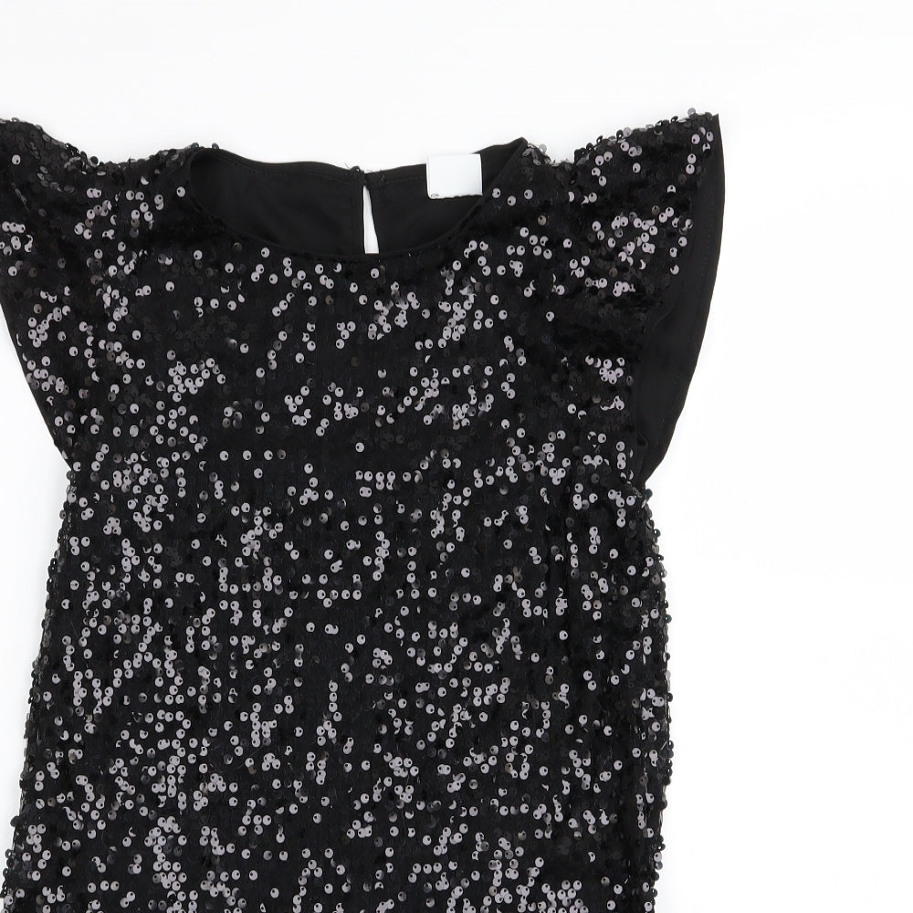 F&F Girls Black   A-Line  Size 9-10 Years  - Sequins all over