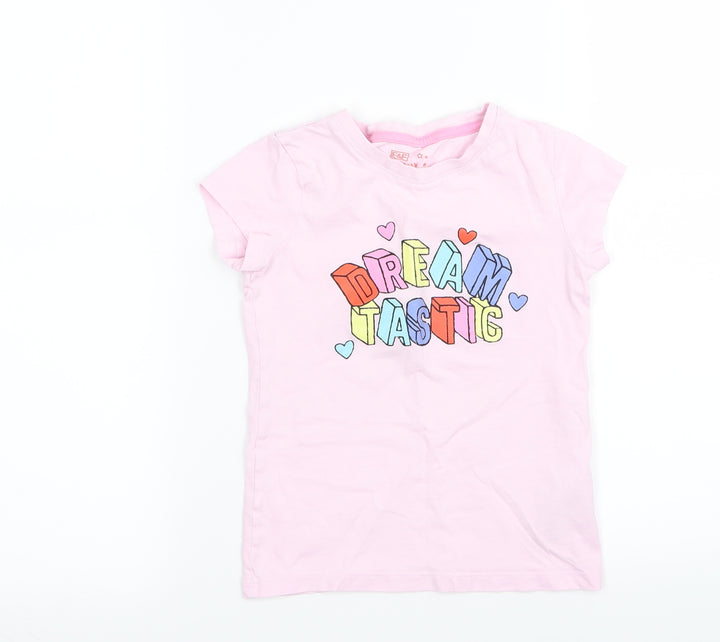 F&F Girls Pink Solid Top Pyjama Top Size 5-6 Years