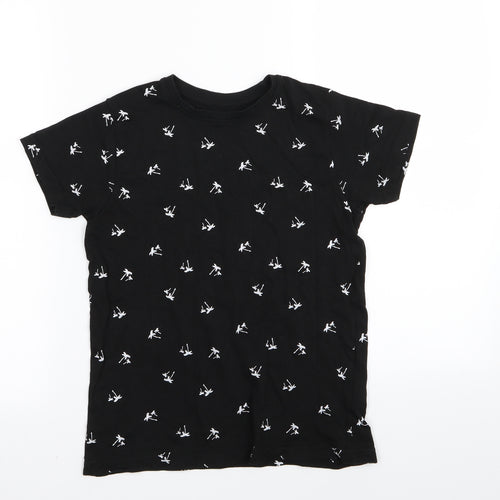 Primark Boys Black Floral  Basic T-Shirt Size 8-9 Years