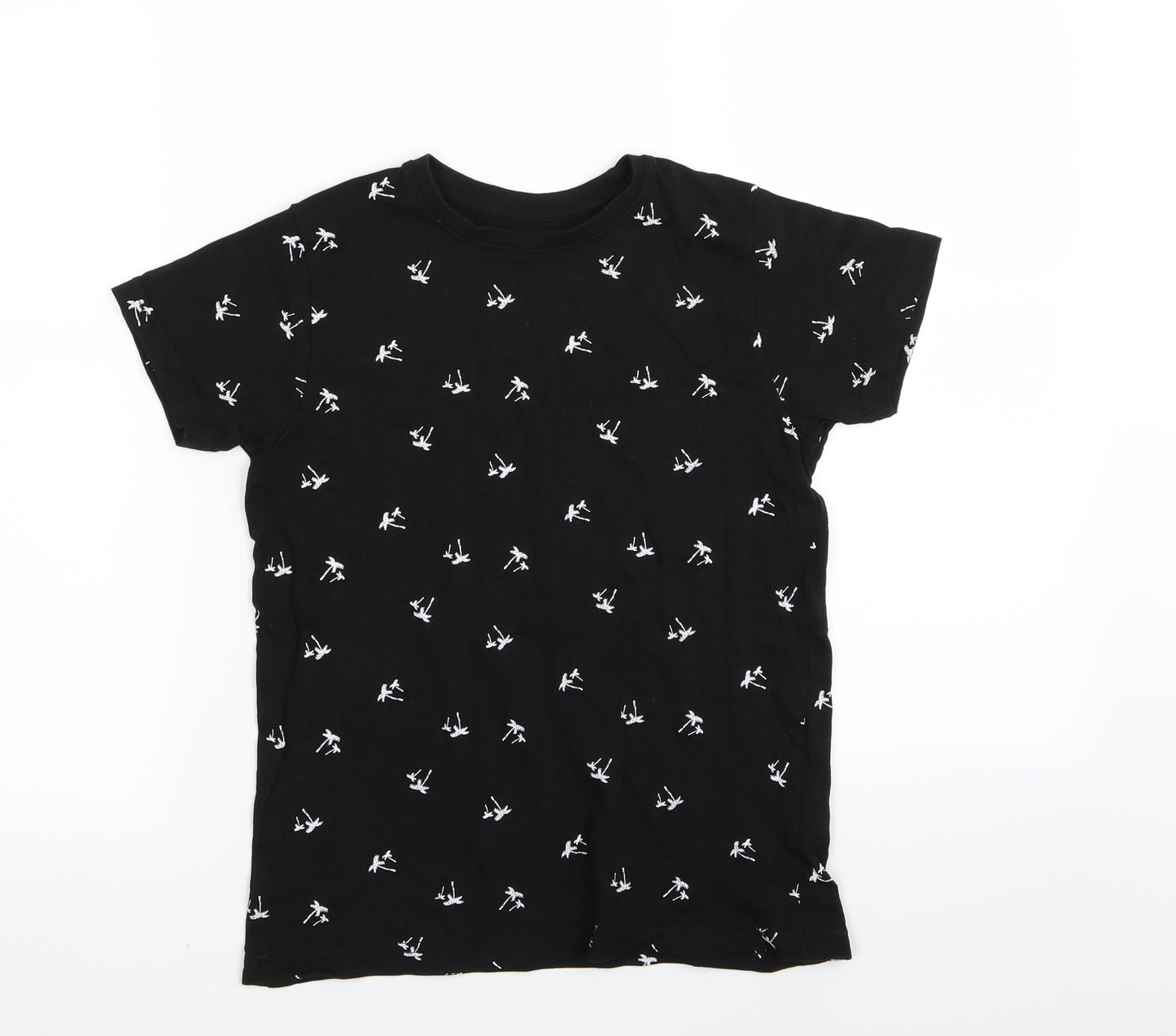 Primark Boys Black Floral  Basic T-Shirt Size 8-9 Years