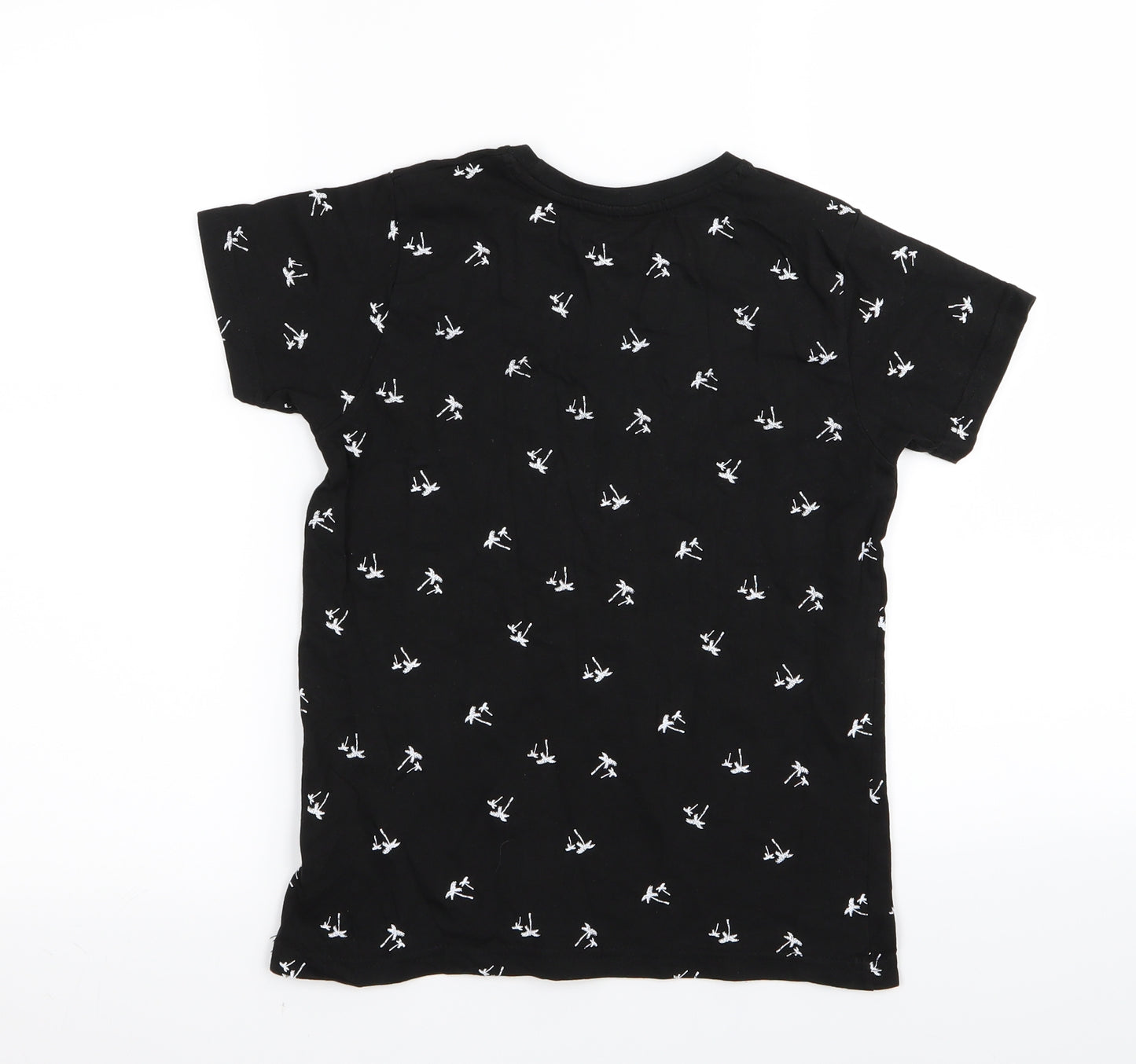 Primark Boys Black Floral  Basic T-Shirt Size 8-9 Years
