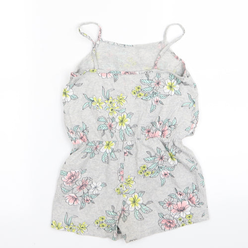 F&F Girls Grey Floral  Playsuit One-Piece Size 6-7 Years