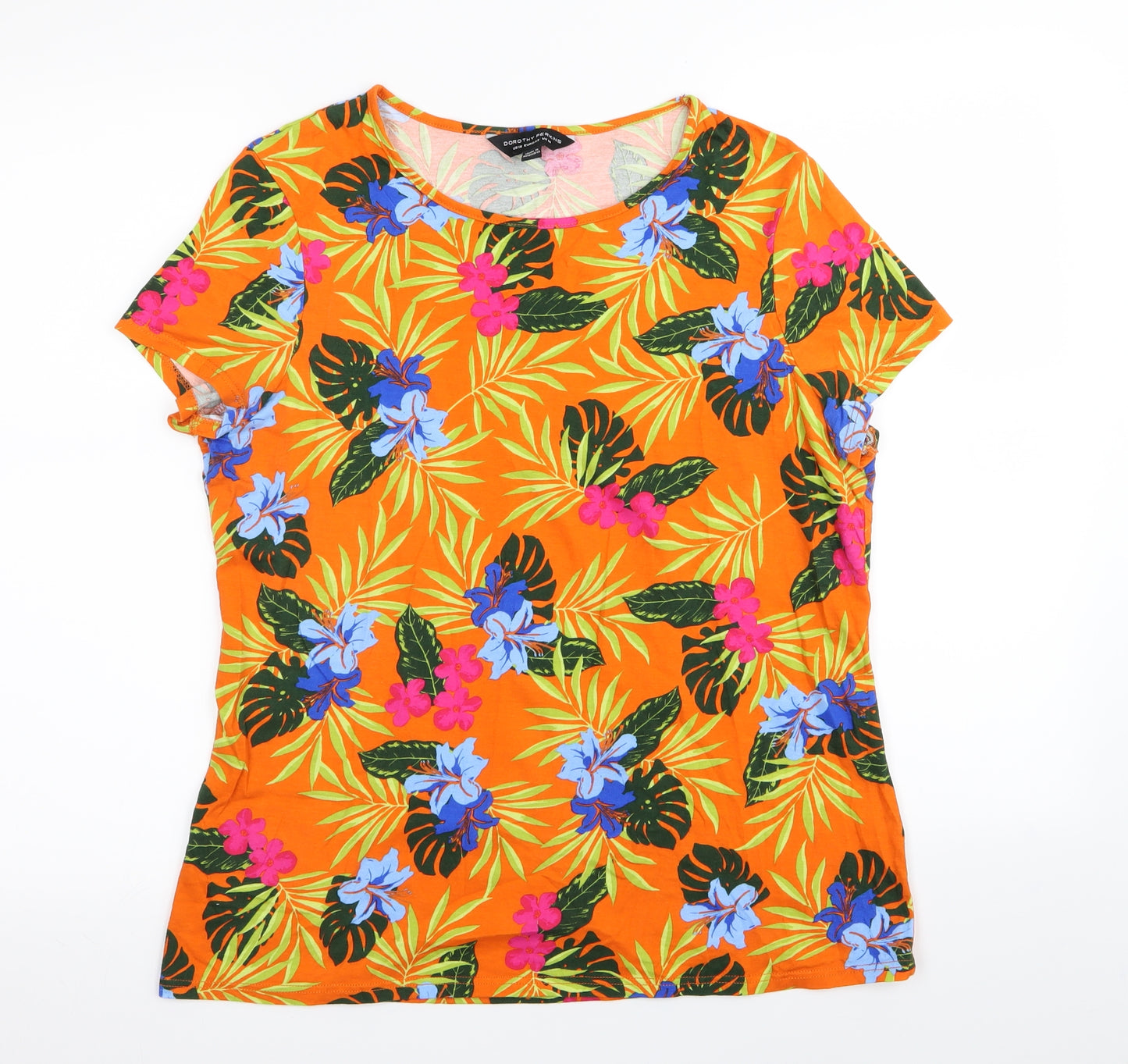Dorothy Perkins Womens Orange Floral  Basic T-Shirt Size 14