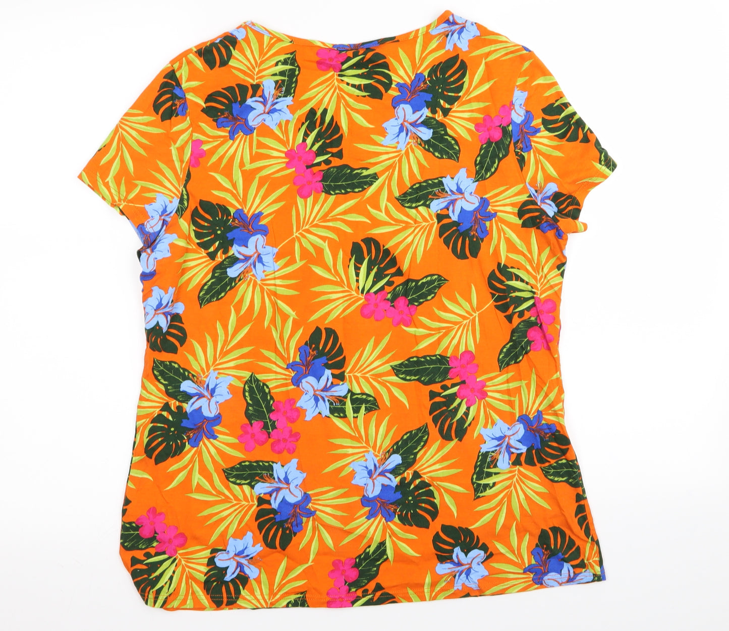 Dorothy Perkins Womens Orange Floral  Basic T-Shirt Size 14