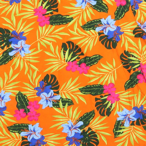 Dorothy Perkins Womens Orange Floral  Basic T-Shirt Size 14
