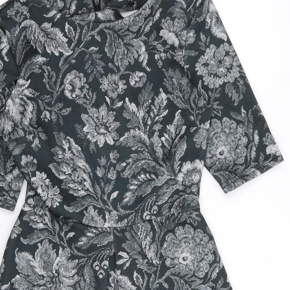 Warehouse Womens Green Floral  Fit & Flare  Size 8