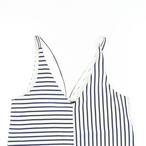 Topshop Womens Blue Striped  Basic T-Shirt Size 8