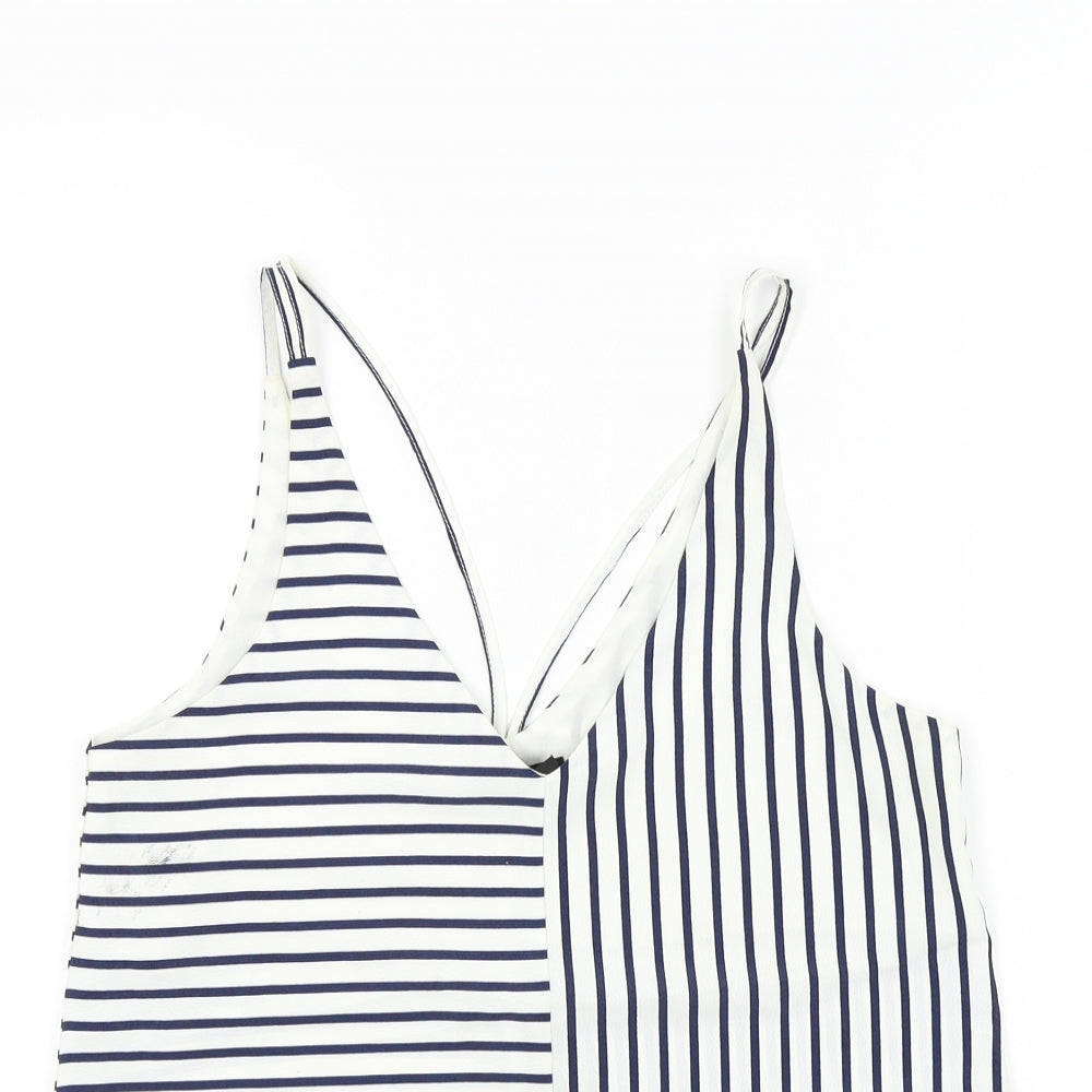 Topshop Womens Blue Striped  Basic T-Shirt Size 8